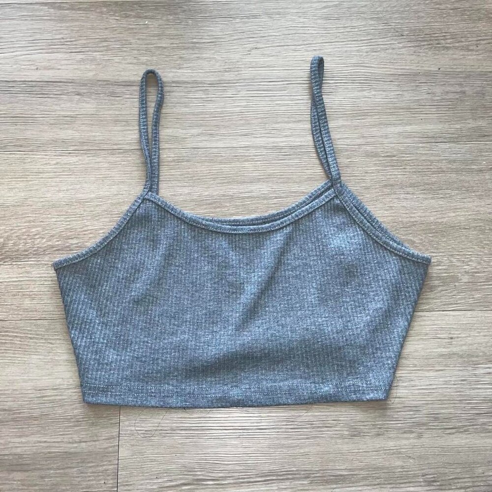 GREY CROPPED TANK TOP
